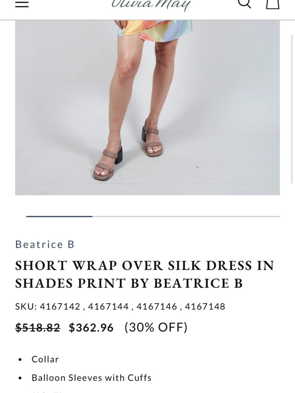 Women’s SHORT WRAP OVER SILK DRESS IN SHADES PRINT BY BEATRICE B Large 8 NWOT - Picture 4 of 13